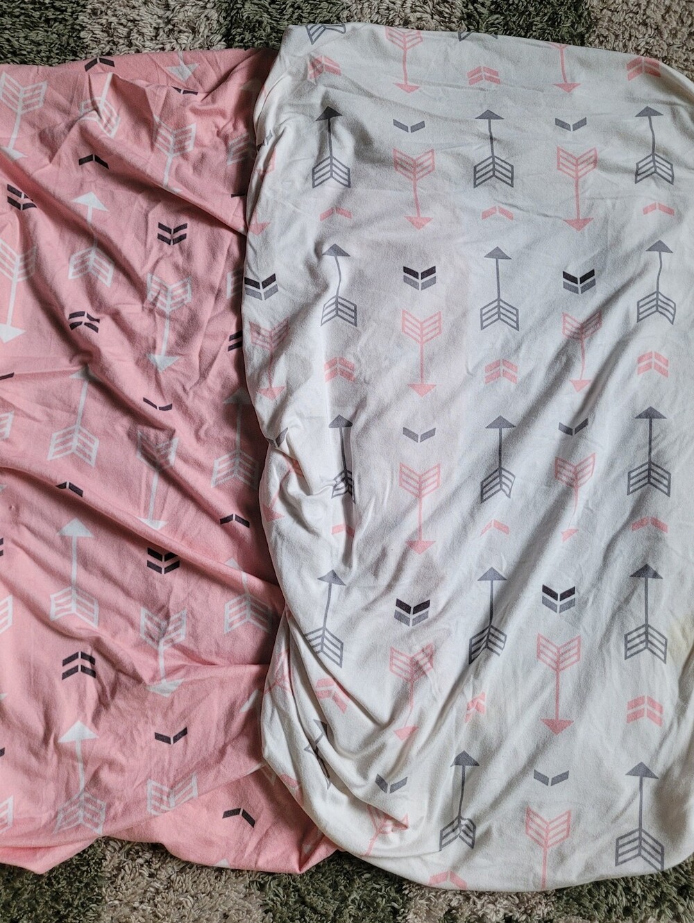 Pink & White Arrow Pattern Fitted Changing Table Covers